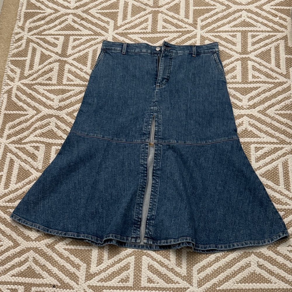 Stella McCartney Dark Blue Denim Flared Midi Skirt